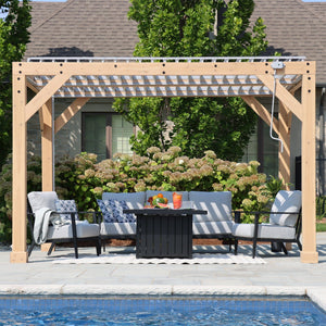 Yardistry 10 x 12 Meridian Cedar Room with Louvered Roof Pergola Yardistry 