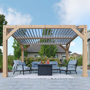 Image of Yardistry 10 x 12 Meridian Cedar Room with Louvered Roof Pergola Yardistry 