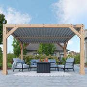 Image of Yardistry 10 x 12 Meridian Cedar Room with Louvered Roof Pergola Yardistry 