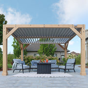Image of Yardistry 10 x 12 Meridian Cedar Room with Louvered Roof Pergola Yardistry 