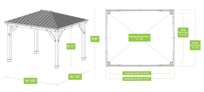 Yardistry 10 x 12 Meridian Gazebo Kit 100% Cedar with Aluminum Roof Gazebo Yardistry 