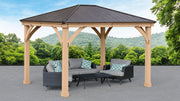 Image of Yardistry 10 x 12 Meridian Gazebo Kit 100% Cedar with Aluminum Roof Gazebo Yardistry 