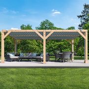 Image of Yardistry 10 x 20 Meridian Cedar Room with Louvered Roof Pergola Yardistry 