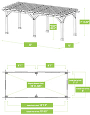 Image of Yardistry 10 x 22 Meridian 100% Cedar Pergola Pergola Yardistry 