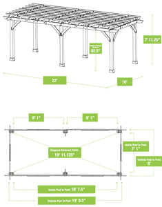 Yardistry 10 x 22 Meridian 100% Cedar Pergola Pergola Yardistry 