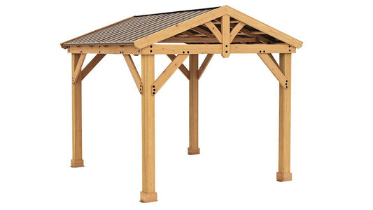 Yardistry 10x10 Tuscan Pavilion 100% Cedar with Aluminum Roof Gazebo Yardistry 