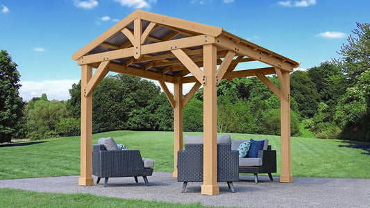 Yardistry 10x10 Tuscan Pavilion 100% Cedar with Aluminum Roof Gazebo Yardistry 