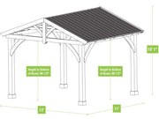 Image of Yardistry 11 x 13 Carolina Pavilion 100% Cedar with Aluminum Roof Gazebo Yardistry 