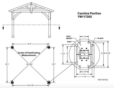 Yardistry 11 x 13 Carolina Pavilion 100% Cedar with Aluminum Roof Gazebo Yardistry 