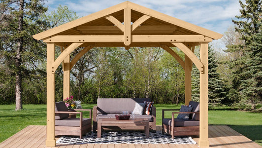 Yardistry 11 x 13 Carolina Pavilion 100% Cedar with Aluminum Roof Gazebo Yardistry 