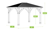 Image of Yardistry 11 x 13 Meridian Gazebo 100% Cedar with Aluminum Roof Gazebo Yardistry 