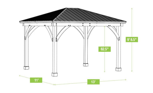 Yardistry 11 x 13 Meridian Gazebo 100% Cedar with Aluminum Roof Gazebo Yardistry 