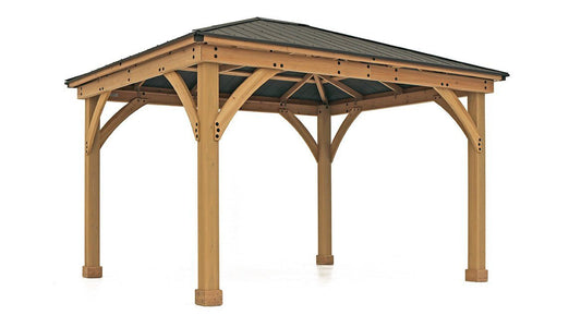 Yardistry 11 x 13 Meridian Gazebo 100% Cedar with Aluminum Roof Gazebo Yardistry 