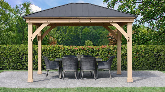 Yardistry 11 x 13 Meridian Gazebo 100% Cedar with Aluminum Roof Gazebo Yardistry 