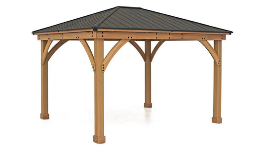 Yardistry 11 x 13 Meridian Gazebo 100% Cedar with Aluminum Roof Gazebo Yardistry 