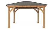 Image of Yardistry 11 x 13 Meridian Gazebo 100% Cedar with Aluminum Roof Gazebo Yardistry 