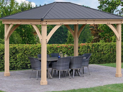 Yardistry 11 x 13 Meridian Gazebo 100% Cedar with Graphite Aluminum Roof Gazebo Yardistry 