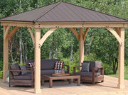 Image of Yardistry 12 x 12 Meridian Gazebo 100% Cedar with Aluminum Roof Gazebo Yardistry 