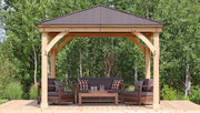 Image of Yardistry 12 x 12 Meridian Gazebo 100% Cedar with Aluminum Roof Gazebo Yardistry 