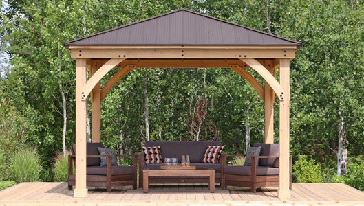 Yardistry 12 x 12 Meridian Gazebo 100% Cedar with Aluminum Roof Gazebo Yardistry 