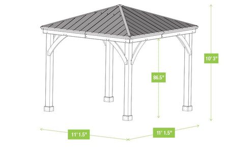 Yardistry 12 x 12 Meridian Gazebo 100% Cedar with Aluminum Roof Gazebo Yardistry 