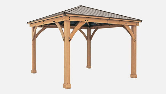 Yardistry 12 x 12 Meridian Gazebo 100% Cedar with Aluminum Roof Gazebo Yardistry 