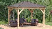 Image of Yardistry 12 x 14 Meridian Gazebo 100% Cedar with Aluminum Roof Gazebo Yardistry 