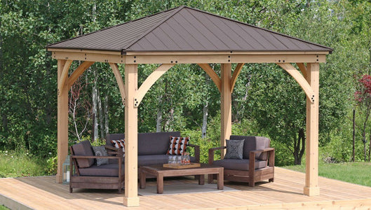 Yardistry 12 x 14 Meridian Gazebo 100% Cedar with Aluminum Roof Gazebo Yardistry 