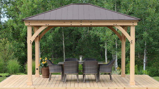 Yardistry 12 x 14 Meridian Gazebo 100% Cedar with Aluminum Roof Gazebo Yardistry 
