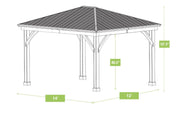 Image of Yardistry 12 x 14 Meridian Gazebo 100% Cedar with Aluminum Roof Gazebo Yardistry 