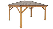 Image of Yardistry 12 x 16 Meridian Gazebo 100% Cedar with Aluminum Roof Gazebo Yardistry 
