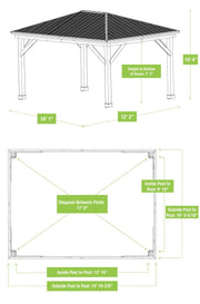 Image of Yardistry 12 x 16 Meridian Gazebo 100% Cedar with Aluminum Roof Gazebo Yardistry 