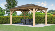 Image of Yardistry 12 x 16 Meridian Gazebo 100% Cedar with Aluminum Roof Gazebo Yardistry 