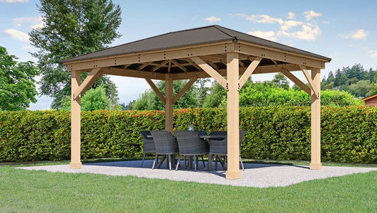 Yardistry 12 x 16 Meridian Gazebo 100% Cedar with Aluminum Roof Gazebo Yardistry 
