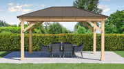Image of Yardistry 12 x 16 Meridian Gazebo 100% Cedar with Aluminum Roof Gazebo Yardistry 