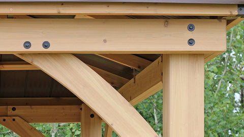 Image of Yardistry 12 x 20 Meridian Gazebo 100% Cedar with Aluminum Roof Hard Top Gazebo Yardistry 