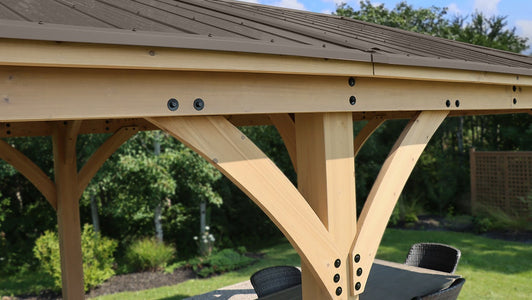 Yardistry 12 x 24 Meridian Gazebo 100% Cedar with Aluminum Roof Hard Top Gazebo Yardistry 