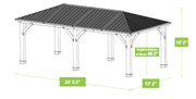 Image of Yardistry 12 x 24 Meridian Gazebo 100% Cedar with Aluminum Roof Hard Top Gazebo Yardistry 