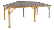 Image of Yardistry 12 x 24 Meridian Gazebo 100% Cedar with Aluminum Roof Hard Top Gazebo Yardistry 