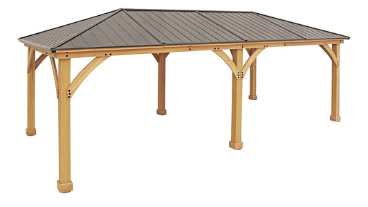 Yardistry 12 x 24 Meridian Gazebo 100% Cedar with Aluminum Roof Hard Top Gazebo Yardistry 