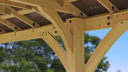Yardistry 12 x 24 Meridian Gazebo 100% Cedar with Aluminum Roof Hard Top Gazebo Yardistry 