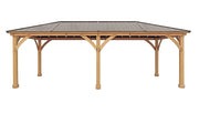 Image of Yardistry 12 x 24 Meridian Gazebo 100% Cedar with Aluminum Roof Hard Top Gazebo Yardistry 