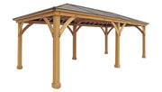Image of Yardistry 12 x 24 Meridian Gazebo 100% Cedar with Aluminum Roof Hard Top Gazebo Yardistry 