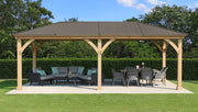 Image of Yardistry 12 x 24 Meridian Gazebo 100% Cedar with Aluminum Roof Hard Top Gazebo Yardistry 