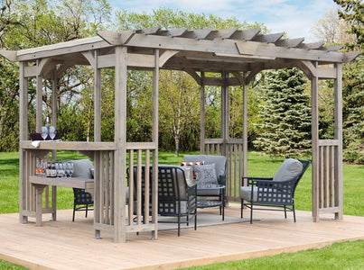 Yardistry 14 x 10 Madison Pergola with Sunshade & Bar Counter Pergola Yardistry 