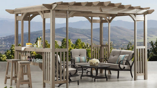 Yardistry 14 x 10 Madison Pergola with Sunshade & Bar Counter Pergola Yardistry 