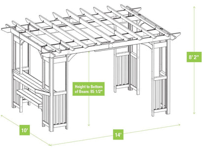 Yardistry 14 x 10 Madison Pergola with Sunshade & Bar Counter Pergola Yardistry 