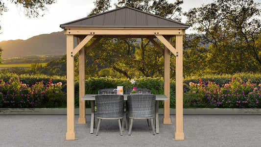 Yardistry 8 x 8 Meridian Gazebo Kit 100% Cedar with Aluminum Roof Gazebo Yardistry 