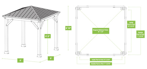 Yardistry 8 x 8 Meridian Gazebo Kit 100% Cedar with Aluminum Roof Gazebo Yardistry 
