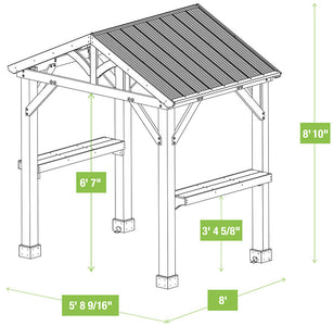 Yardistry Meridian Grilling Pavilion 100% Cedar with Aluminum Roof Gazebo Yardistry 